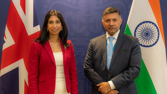 Braverman and Indian High Commissioner Vikram Doraiswami met in London to discuss cooperation on migration and security issues. 