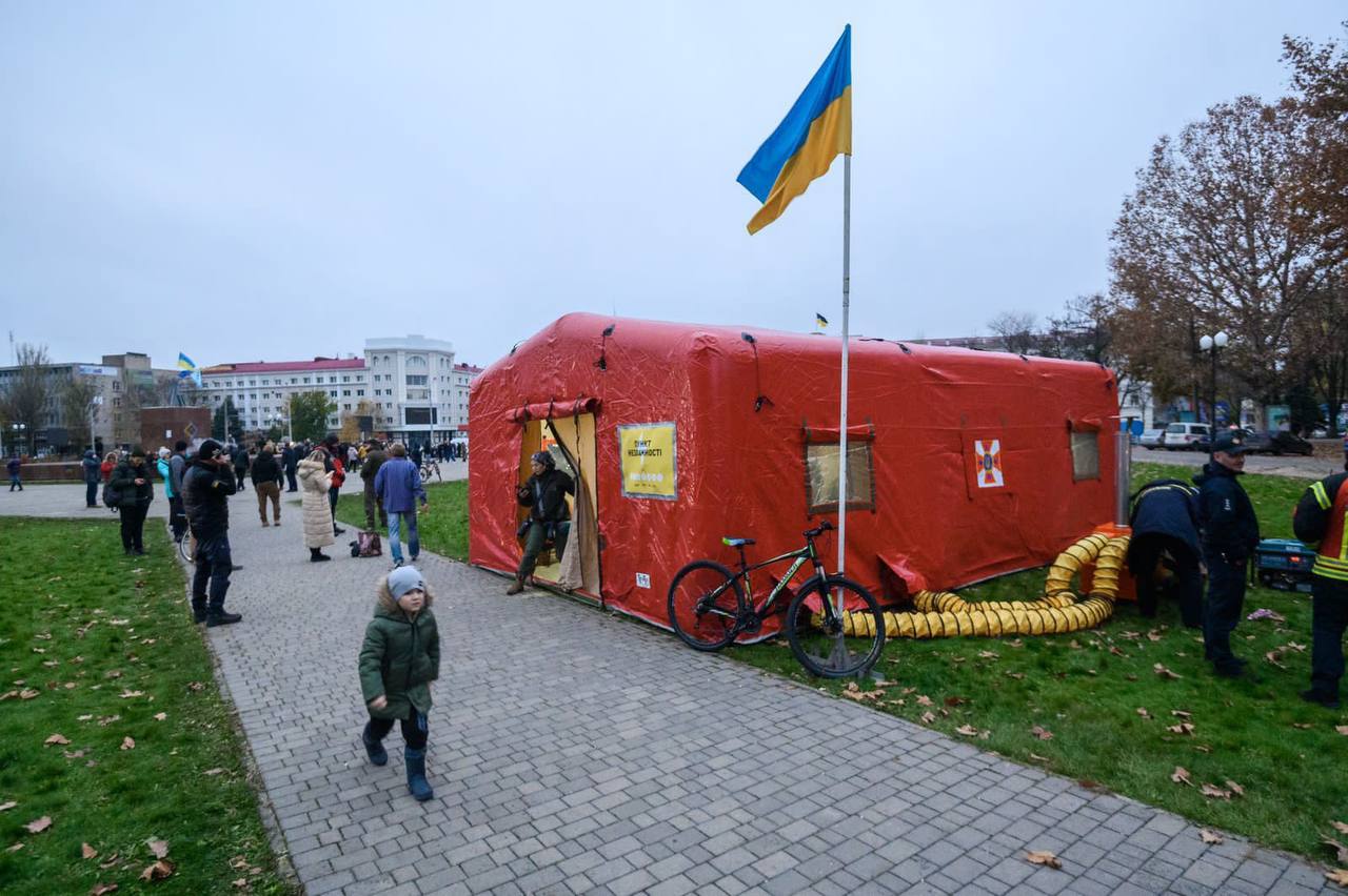 Ukrainian authorities have set up “invincibility centers”, sometimes in tents, where people can charge phones, warm up and get hot drinks.