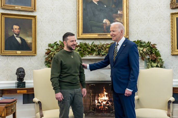 Zelenskyy gave Biden a Ukrainian military medal: The Cross for Military Merit.