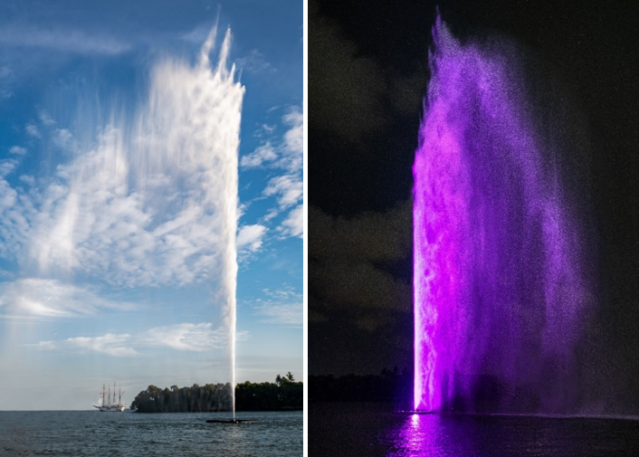 Sentosa SkyJet by day and by night