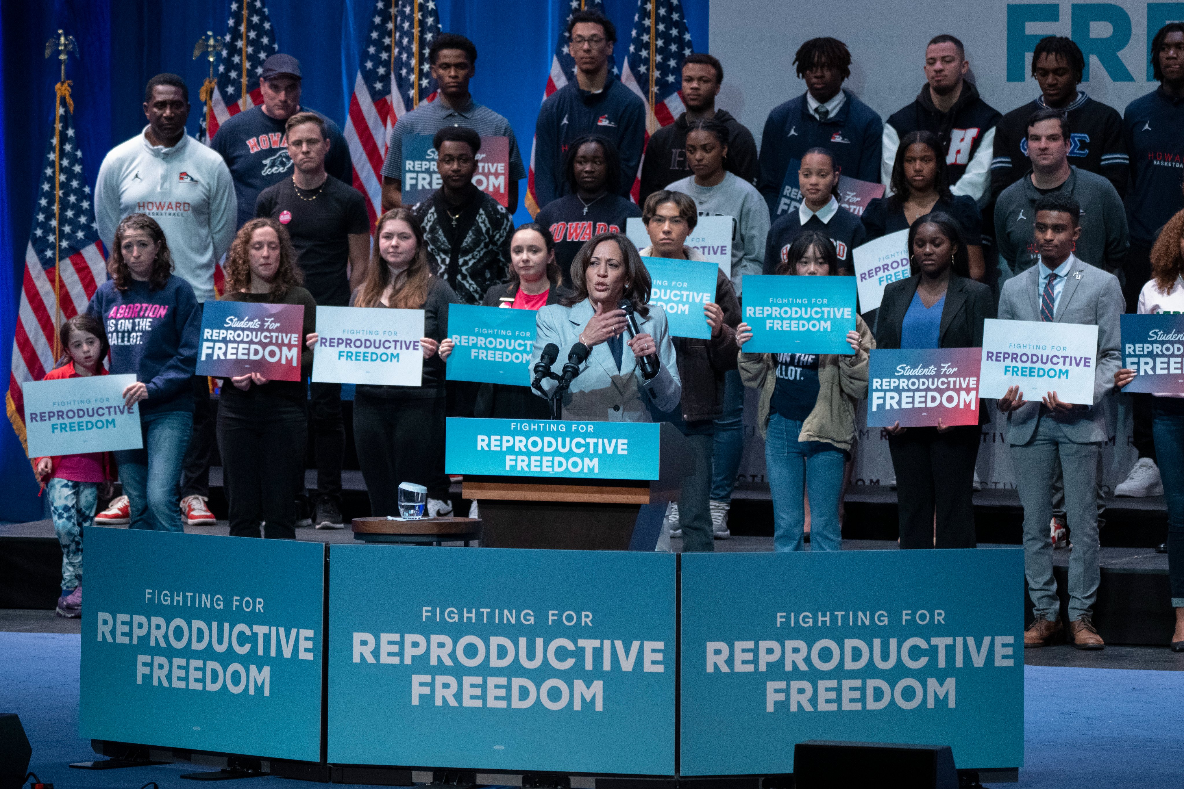 The actual clip is from Harris’ address at a pro choice rally hosted by Howard University.