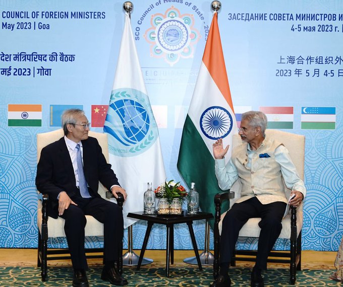 Photo courtesy: Twitter/ Jaishankar, who will be hosting dinner for the visiting dignitaries, met with SCO Secretary-General Zhang Ming