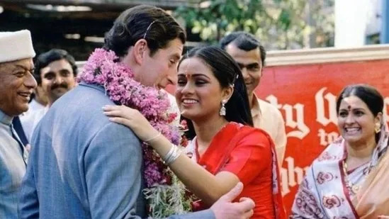 The then-bachelor Prince Charles’ visit to India in 1980 got much media attention when Bollywood actress Padmini Kolhapore kissed him on the cheek.