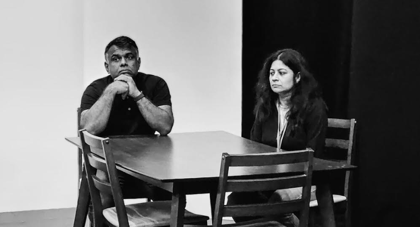 Bipin Balakrishnan and Tania Mukherjee in an intense scene from Hold the Mushrooms Photo courtesy: Kavita Chandran 