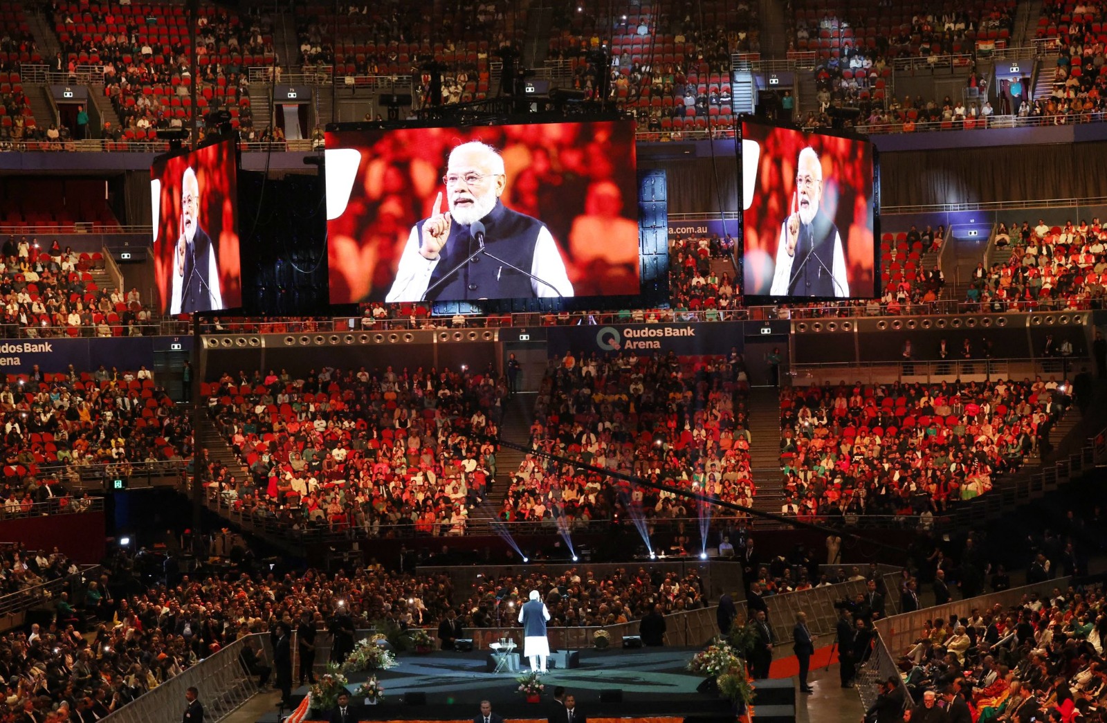 PM Narendra Modi gets a full house of the Indian community at Qudos Bank Arena in Sydney. PM Anthony Albanese called PM Modi the Boss, comparing his welcome to that given to Bruce Springsteen.