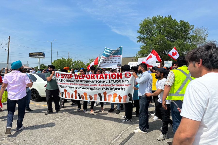 Indian students in Canada protesting against the deportation. Photo courtesy: immigrationnewscanada.ca