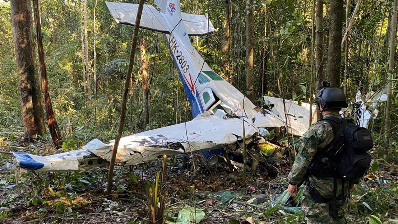 The children were left stranded in the jungle after their plane travelling between Araracuara and San Jose del Guaviare crashed on May 1, killing all three adults onboard. 