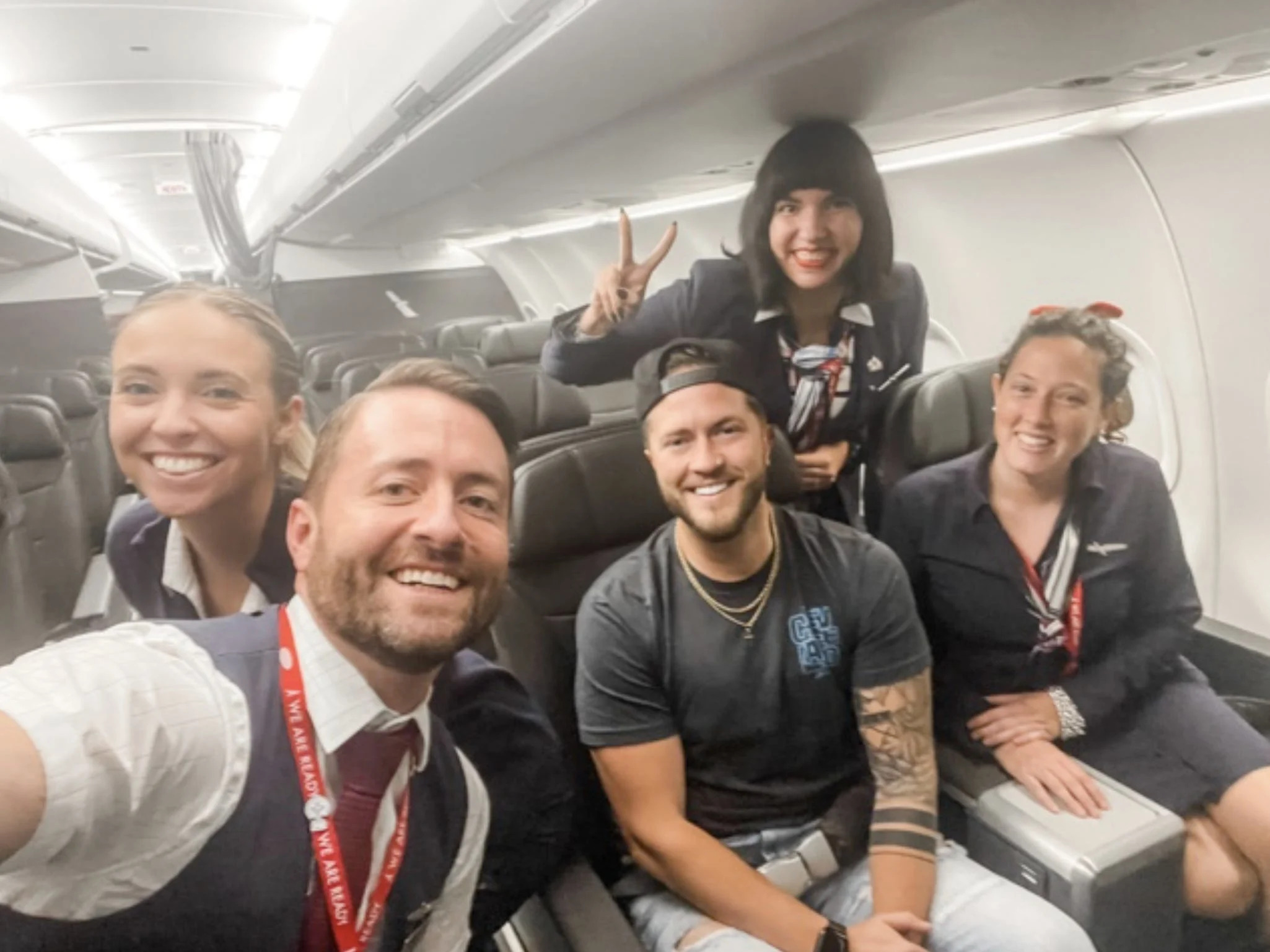 Stringer got a free pass into first class and a private party with the crew