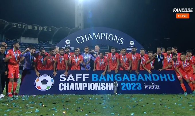 a diving Sandhu saved Kuwait captain Khaled Hajiah's shot to the wild celebration of the home fans and at the India dugout.