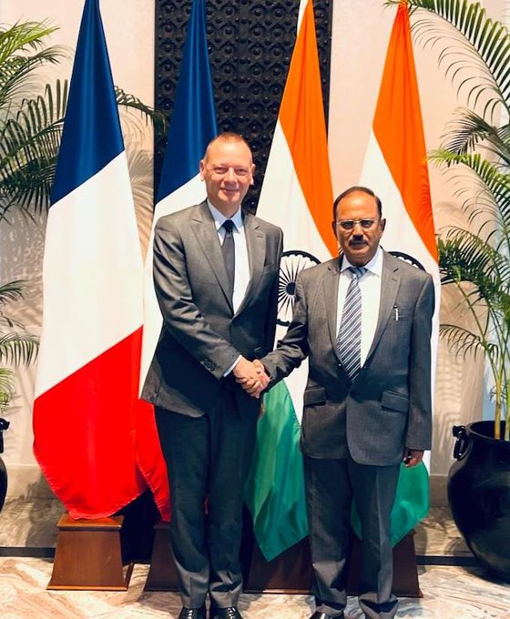 The main agenda of the discussions was preparations for Modi's visit and overall strategic cooperation. Photo courtesy: Twitter/@FranceinIndia