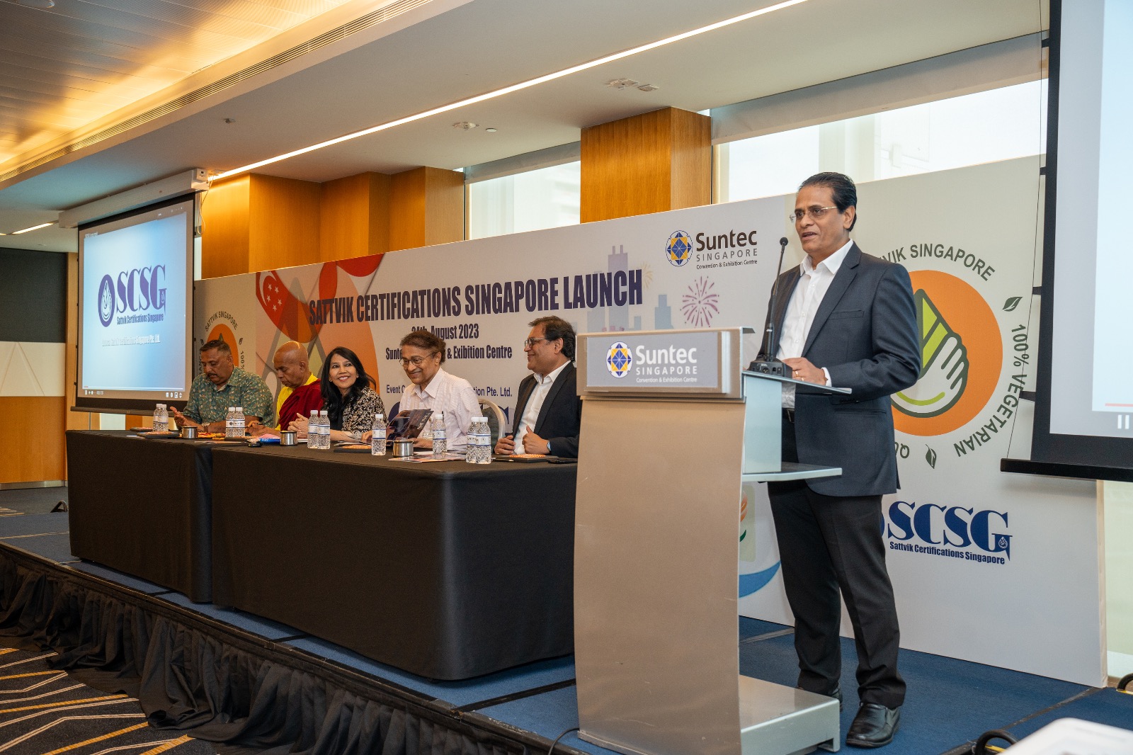 Venkataraman Kumar, Director, Sattvik Certifications Singapore delivering speech at the launch. Photo courtesy: Sattvik Certifications Singapore