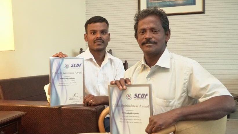 Two Indian workers honoured with SCDF award for their selfless act