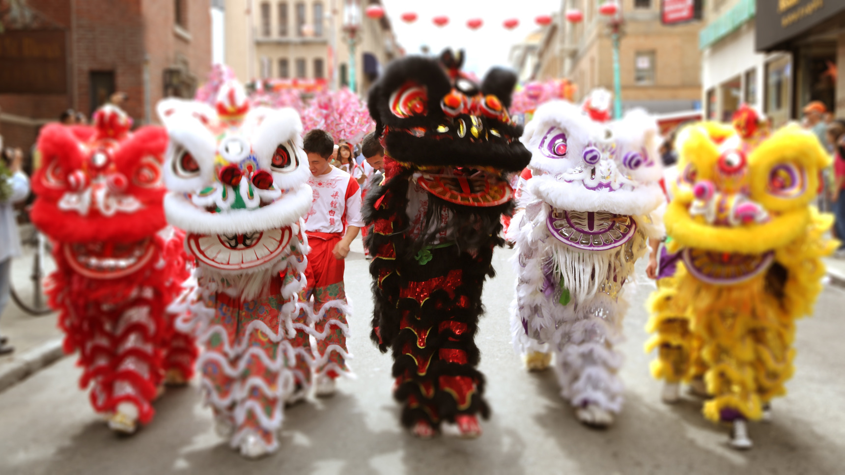 Special-needs people performing lion dance in Singapore