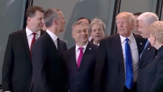 Trump pushes NATO leader aside to get to front of the group