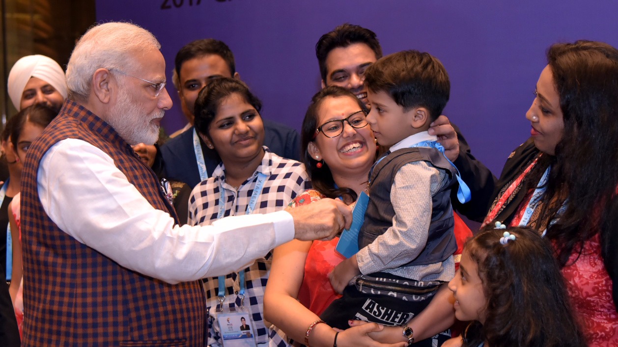 Indian PM Narendra Modi interacts with Indian diaspora before Xiamen BRICS summit