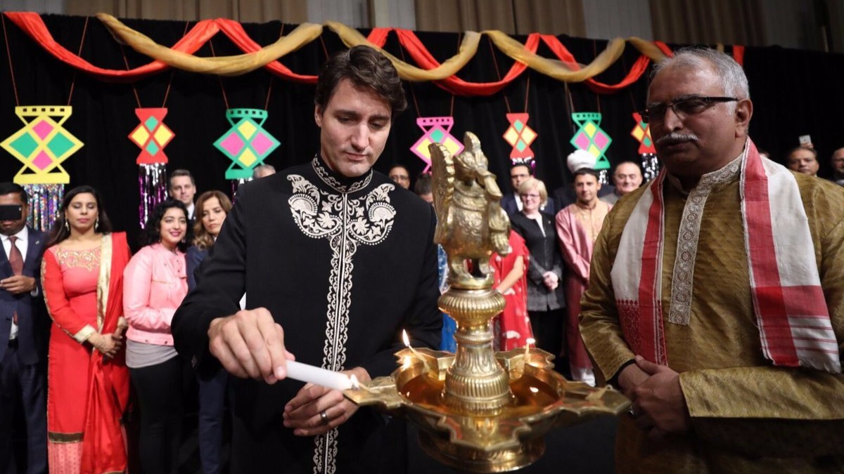 Canada PM Justin Trudeau lights lamp in Ottawa for Diwali celebrations