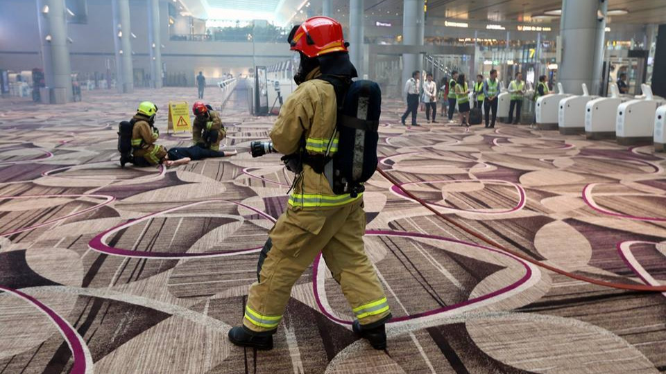 Full-dress rehearsal conducted at Terminal 4 of Changi Airport ahead of its opening on October 31