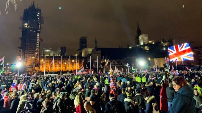 Britain exits EU amid night of parties and protests