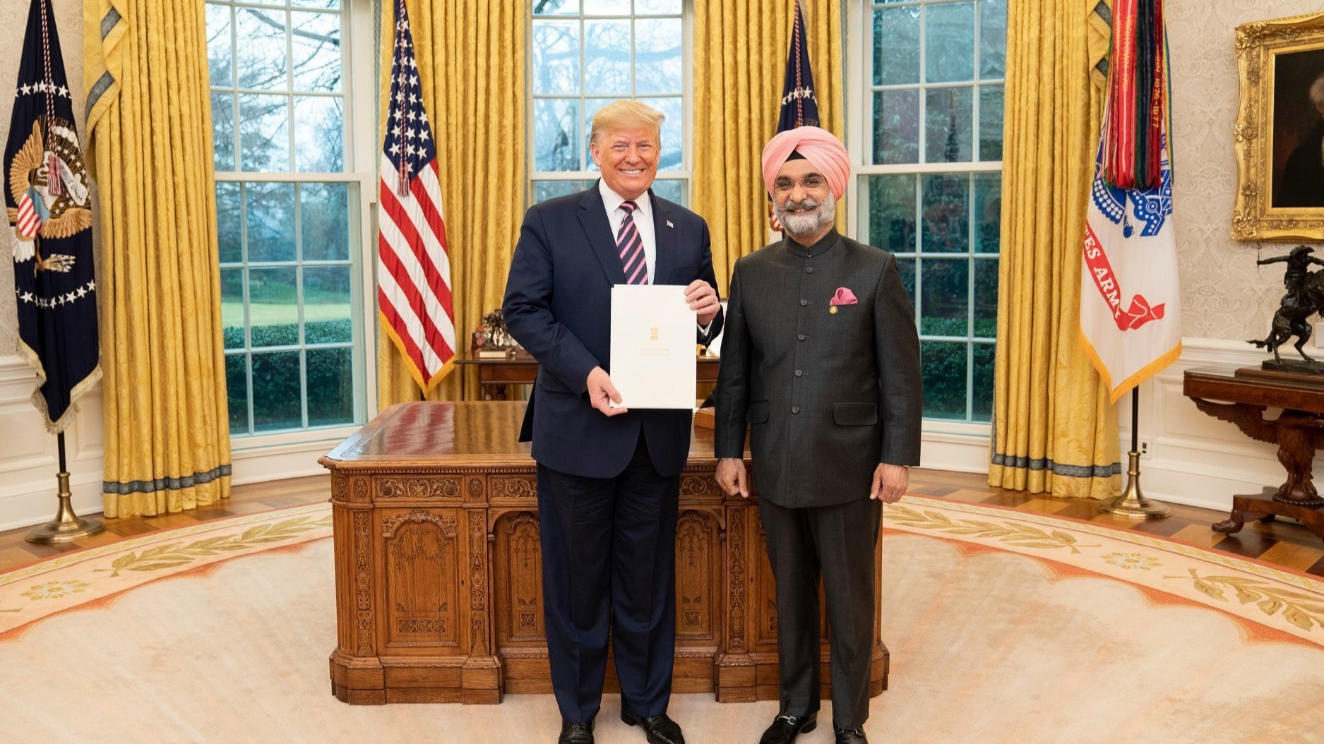 Indian Ambassador Taranjit Sandhu presents credentials to US President