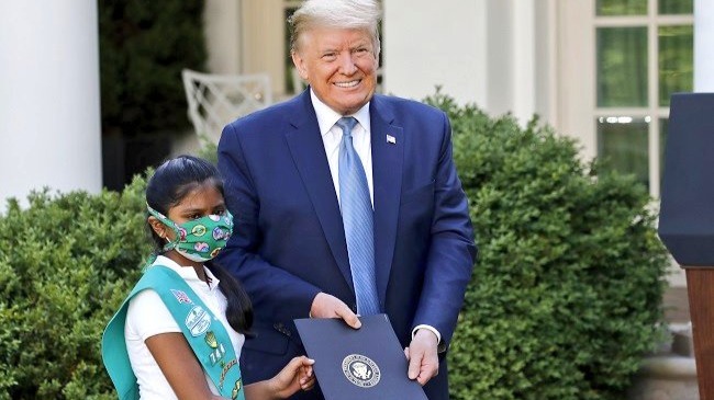 10-year-old Indian-origin girl scout honoured by Trump for donations to COVID-19 frontline workers