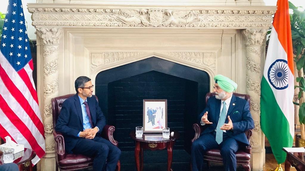 Alphabet CEO Sundar Pichai makes first visit to Indian embassy in US