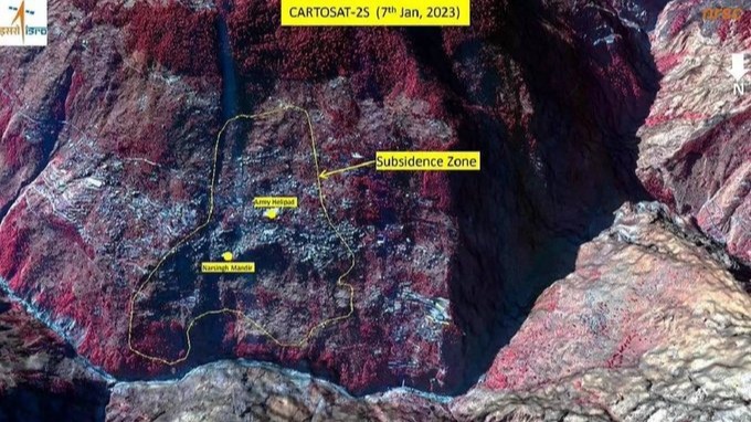 ISRO satellite images show Joshimath town gradually sinking
