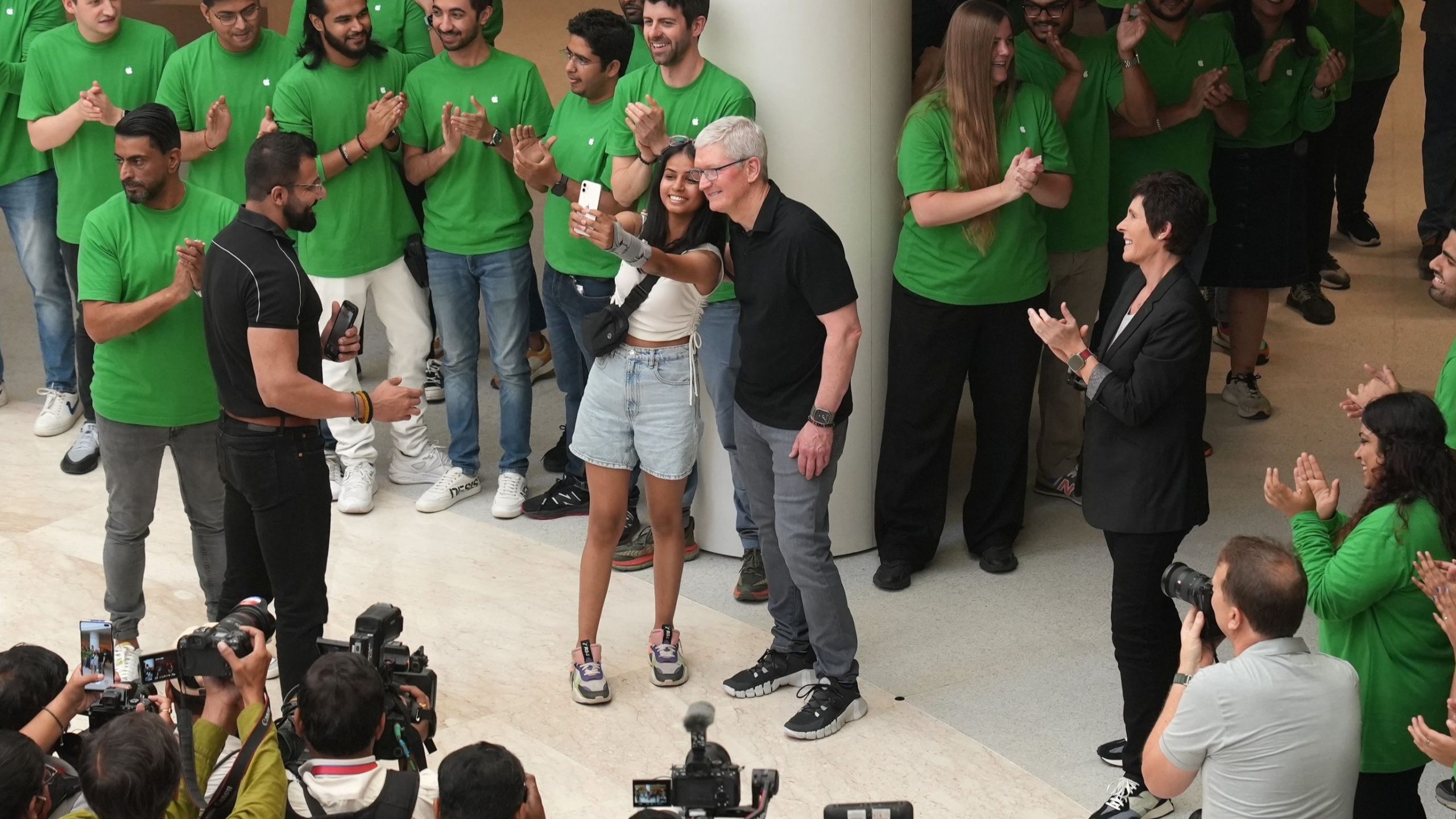 Apple CEO Tim Cook gets big welcome as he opens first retail store in Delhi