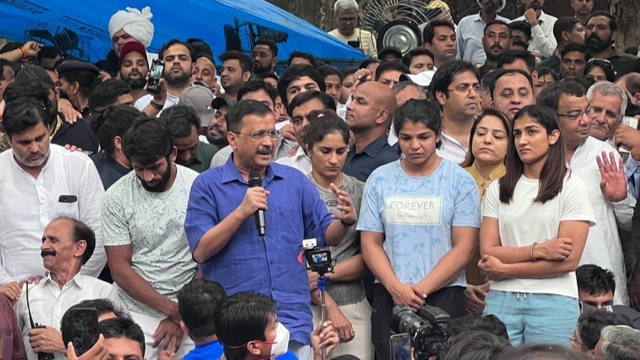 Priyanka Gandhi, Arvind Kejriwal visit protesting wrestlers who claim names of accusers were leaked