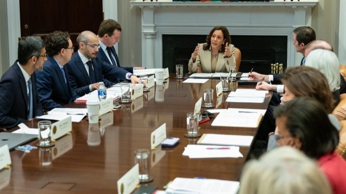 Indian-origin VP Kamala Harris discusses AI risks with Google’s Sundar Pichai, Microsoft’s Satya Nadella and other tech CEOs