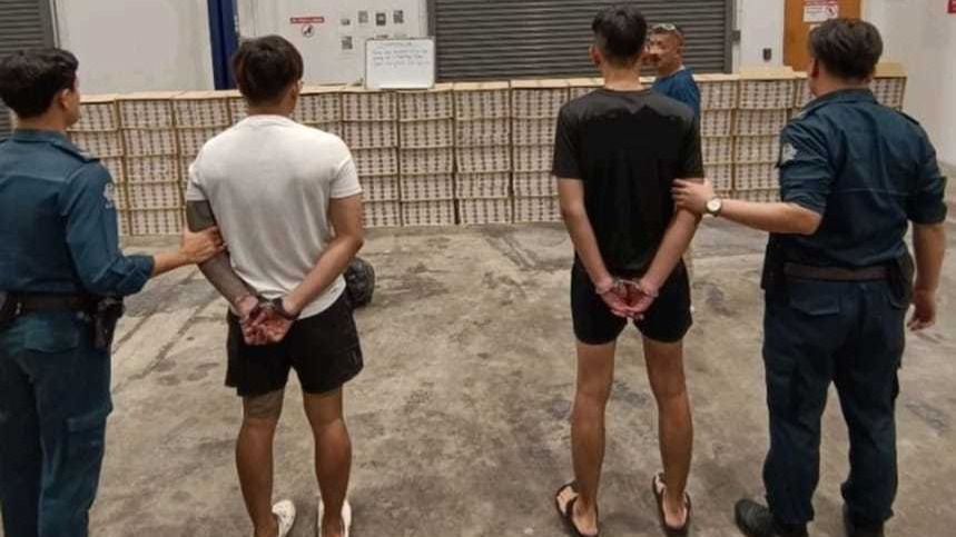 Singapore Customs arrests two men with 4,150 cigarette cartons, evading nearly half-a-million dollars in duties and taxes