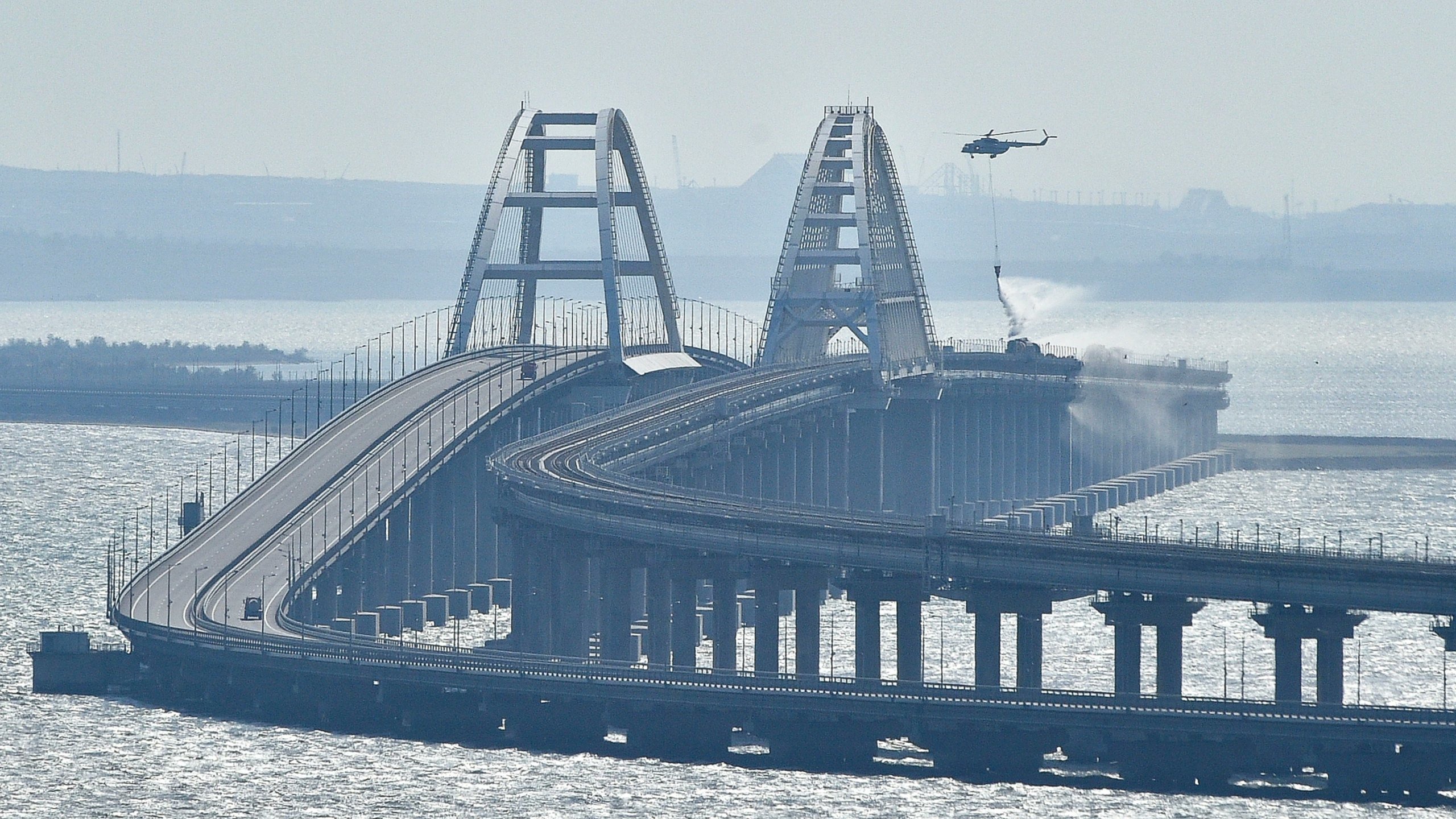 Russia blames Ukraine for blast at key bridge linking Crimea to mainland