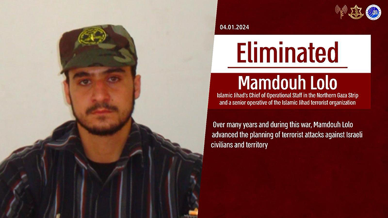 Israel Defense Forces says it killed Palestine Islamic Jihad commander Mamdouh Lolo