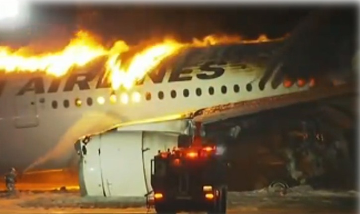 Japan Airlines flight catches fire after landing at Tokyo’s Haneda Airport, 367 passengers, 12 crew members evacuated safely
