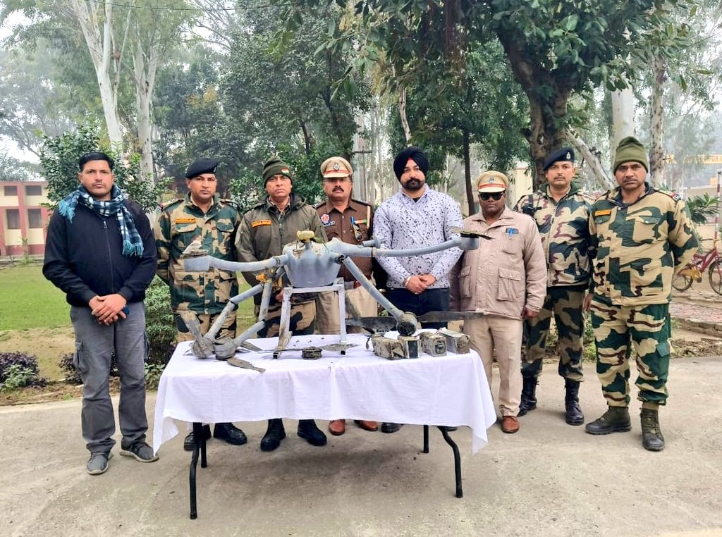 A Pakistani drone recovered by the Border Security Force and Punjab Police