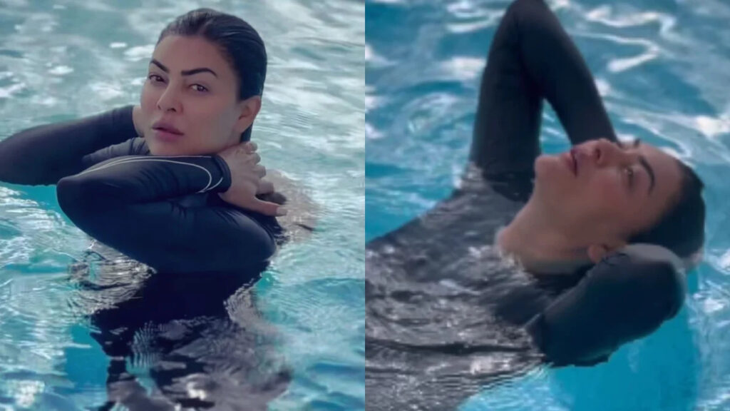 Actress Sushmita Sen swimming in -1 temperature. Photo credit: Free Press Journal