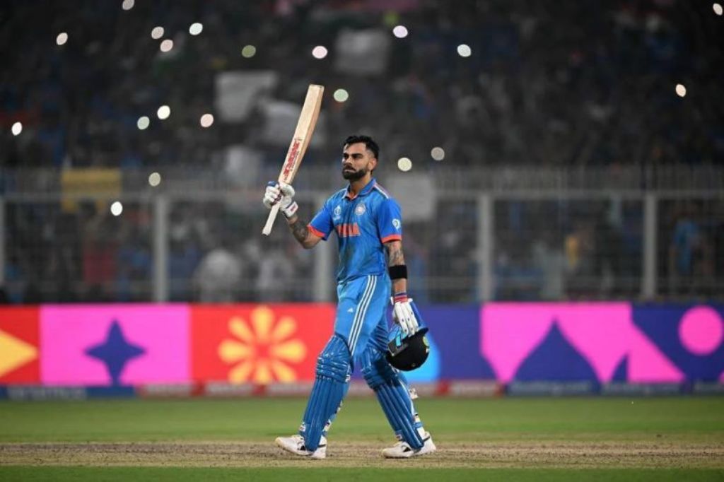 Virat Kohli celebrates after breaking Sachin Tendulkar's record. Photo credit: BCCI/Twitter