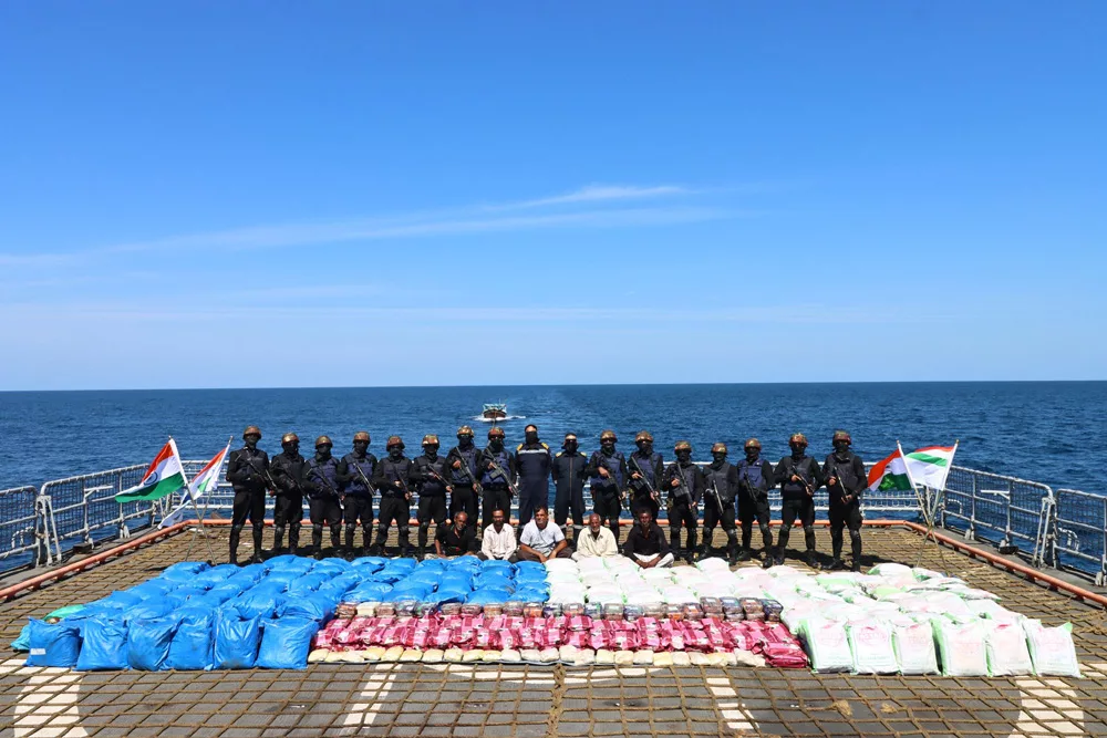 Indian Navy seizes 3,300 kg of drugs from a ship in major drug bust off Gujarat coast