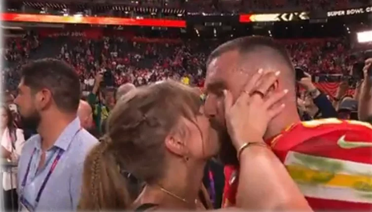 Taylor Swift kisses and hugs Travis Kelce after Kansas City Chiefs’ Super Bowl victory in Las Vegas