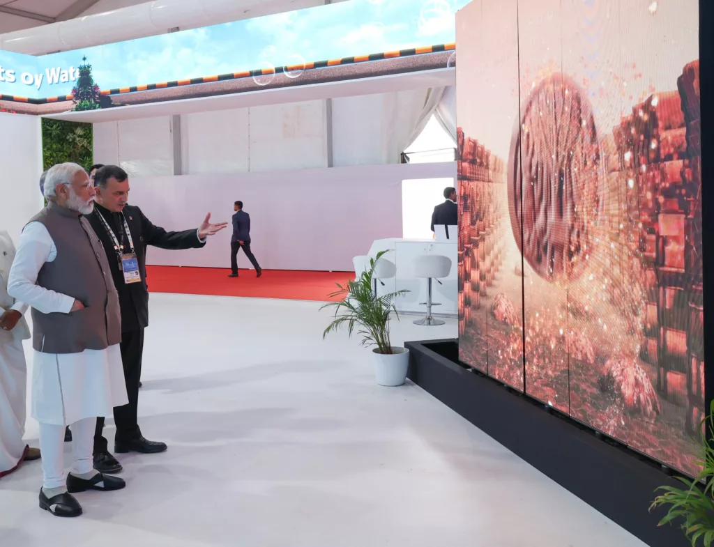 PM Modi IEW 2024 walkthrough. Photo credit: PIB