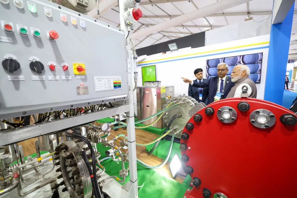 PM Modi IEW 2024 walkthrough. Photo credit: PIB
