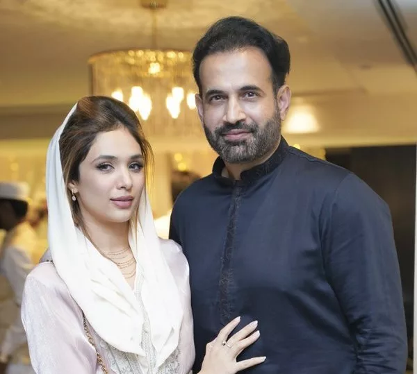 Irfan Pathan with his wife.
