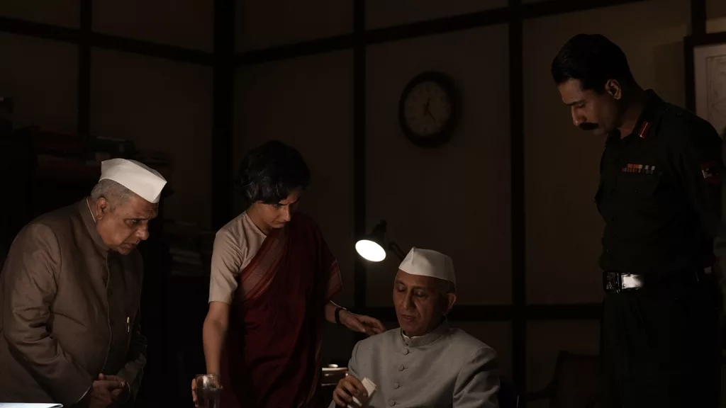 Fatima Sana Shaikh (2nd from left) and Neeraj Kavi (3rd from left) played former Indian Prime Ministers Indira Gandhi and Jawaharlal Nehru, respectively. Photo courtesy: Collected.  