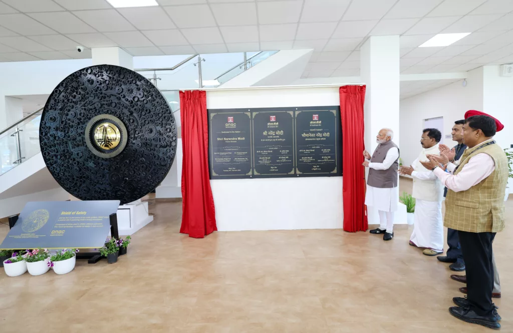 PM Modi at ONGC Sea Survival Centre in Goa. Photo credit: PIB