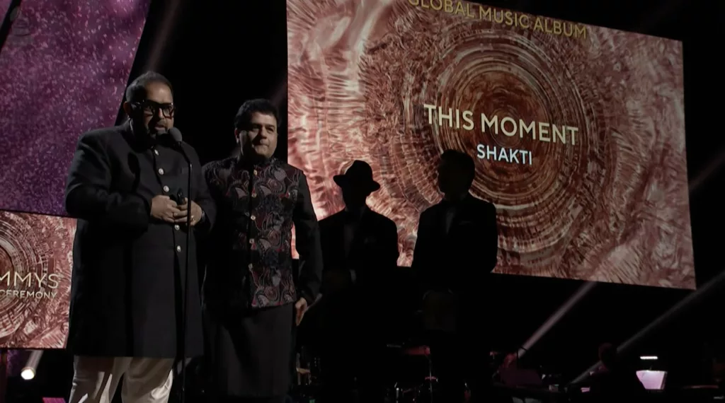 Mahadevan won the award with Zakir Hussain. Photo credit: @RecordingAcad