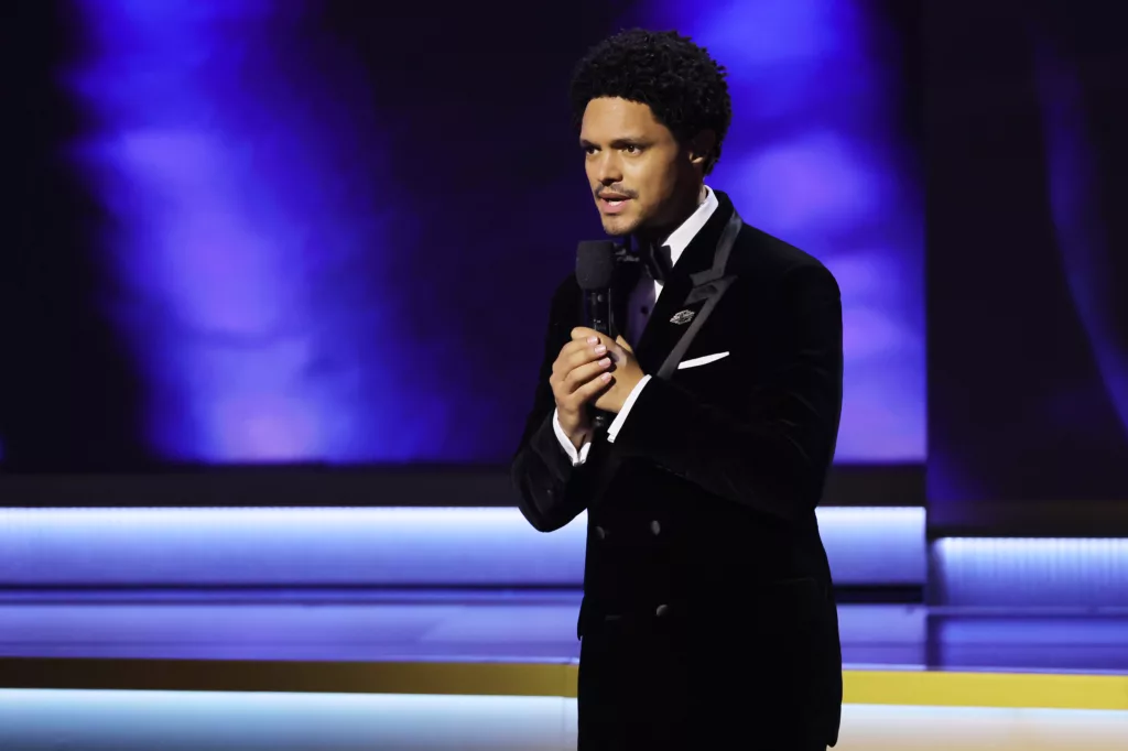 Funnyman Trevor Noah played the host. Photo credit: @RecordingAcad/X