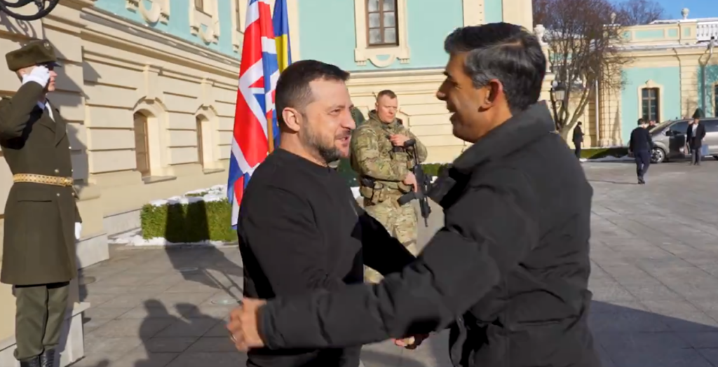 Ukrainian President Volodymyr Zelenskyy with United Kingdom Prime Minister Rishi Sunak