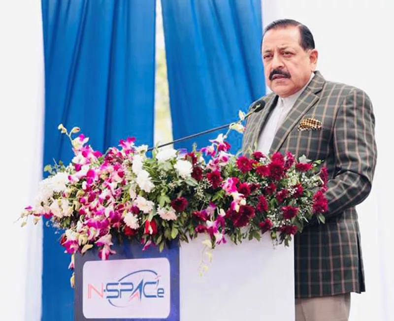 Indian Minister Jitendra Singh addressing an event in Ahmedabad. 