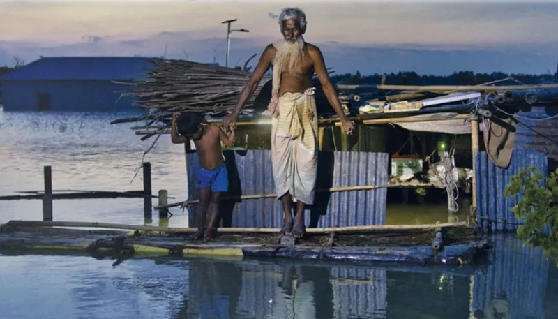 Rising sea levels are causing the regular flooding of homes in Bangladesh. 