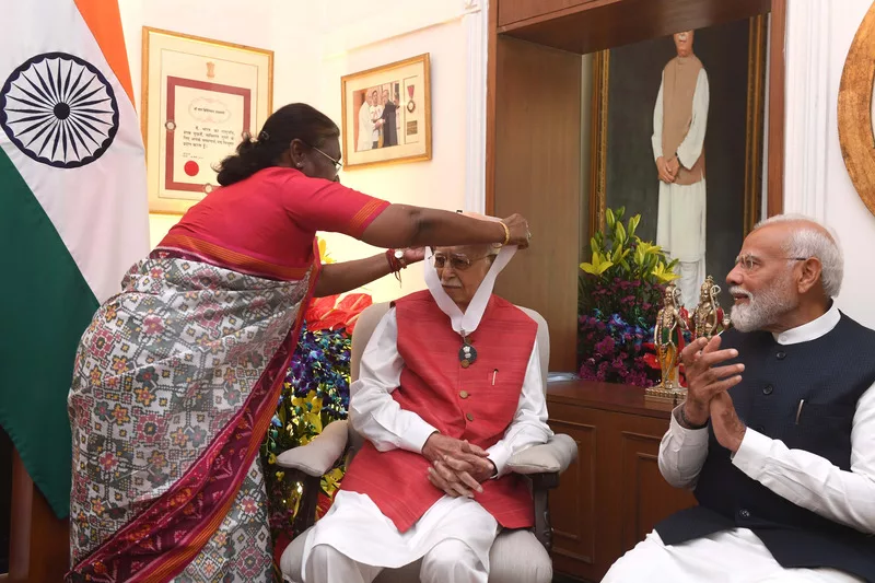 Indian President Droupadi Murmu confers Bharat Ratna on veteran politician LK Advani 