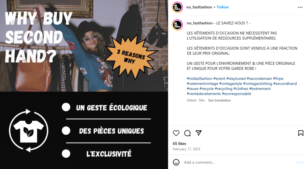 No fast fashion Insta post